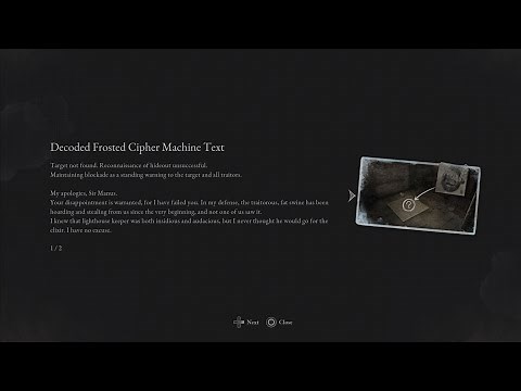 Decoded Frosted Cipher Machine Text Location / Solution + Reward - Lies of P: Overture