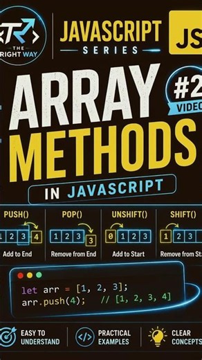 JavaScript Array Methods Explained | push(), pop(), shift(), unshift() | JS Series #2