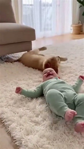 Baby & Puppy Sharing Endless Smiles 😊