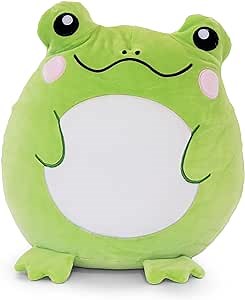 Adorable Large 15 Inch Zoe The Frog Squish Plush Pillow - Super Soft Original Cute Plushie Toy: Smiling Stuffed Animal Gift for Kids and Adults