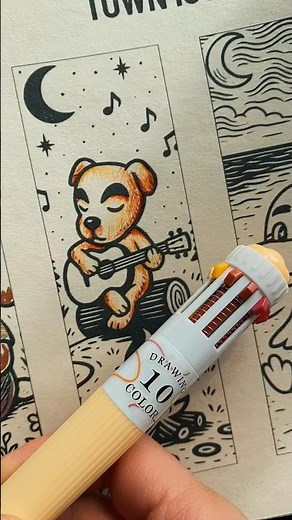 Coloring my Animal Crossing–inspired bookmarks | Languo Ballpoint Pen