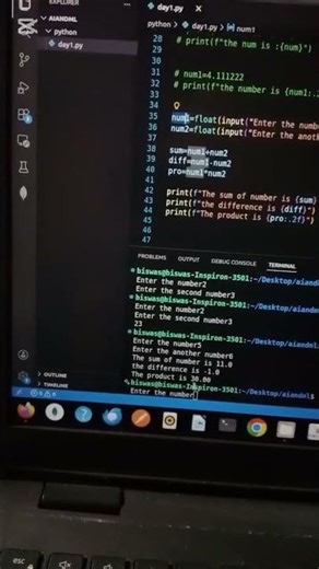 Day 1 AI/ML Journey | Python Basics | First Program #movi