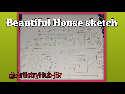 Easy house Drawing] Beautiful house sketch with pencil] Simple house Design 2025] ‪@ArtistryHub-j8r‬