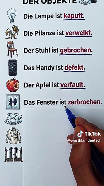 Zustand der Objekte: Deutsch üben mit Alltagszuständen