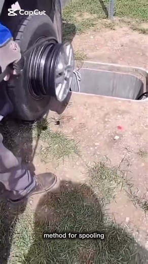 Spooling Cable Using a Truck Wheel