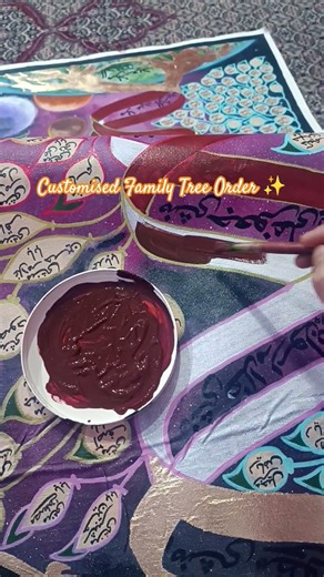 family tree customised Arabic calligraphy lettering name canvas painting acrylic #acrylicpainting