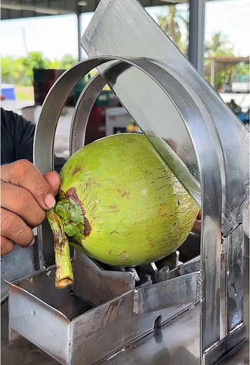 Expert Coconut Cutting Skills Demonstrated