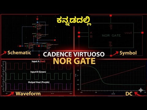 Cadence Virtuoso NOR Gate 🔥 Schematic, Symbol, Waveform & DC Analysis | Kannada