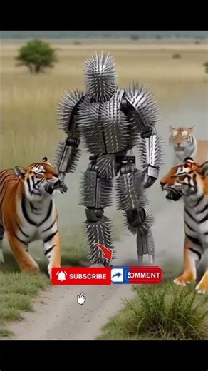 Tigers Attacked Him Repeatedly… But This Spiked Steel Armor Saved His Life 😱🐅. #shorts #tiger #robot