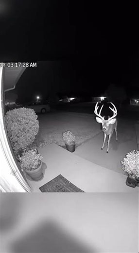 Deer Does Backflips on Doorbell Camera #deer #crazy #shorts
