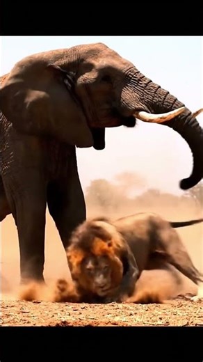 Elephant 😡 vs Lion 🦁 fighting #elephantvslion#elephant#lion