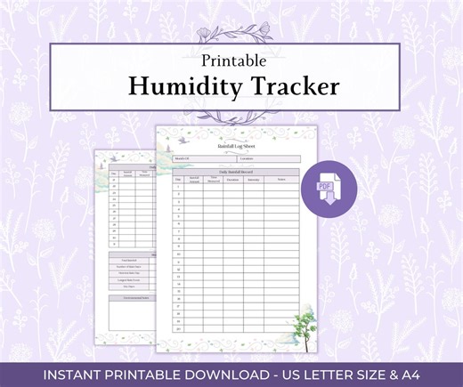 Humidity Tracker Printable PDF, Monthly Humidity Log, Indoor & Outdoor Climate Monitoring Sheet, Weather Data Journal Page - Etsy