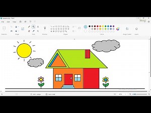 How to draw a house in computer using ms paint || house drawing.