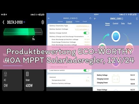 Produktbewertung ECO-WORTHY 40A MPPT Solarladeregler, 12V/24V Digital OLED Display & Temp Sensor & N