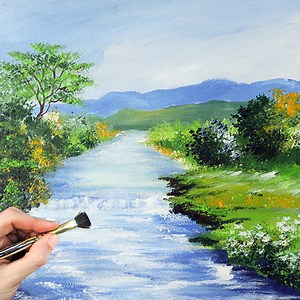 21K views · 1.8K reactions | River Waterfall Acrylic Painting Artwork Step by Step #waterfalls #artwork #acrylicpaintingtutorial #painting #easypainting #acrylicart #modernart #paintings | Zil Acrylic Painting | Facebook