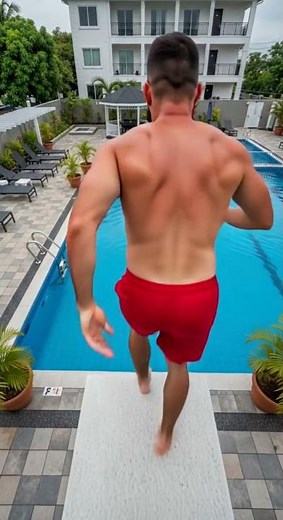 Classic diving swan jump into the swimming perfect form and splash control #7 #Diving #Swim