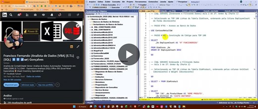 -- [SQL SERVER] [Ordenando e Filtrando Dados] Escalabilidade em 07/04/2026  -- Aula 2 de 27: Order By (Parte 1)  -- Selecionado as TOP 100 Linhas da Tabela DimStore, ordenando pela Coluna… | Francisco Fernando Gonçalves