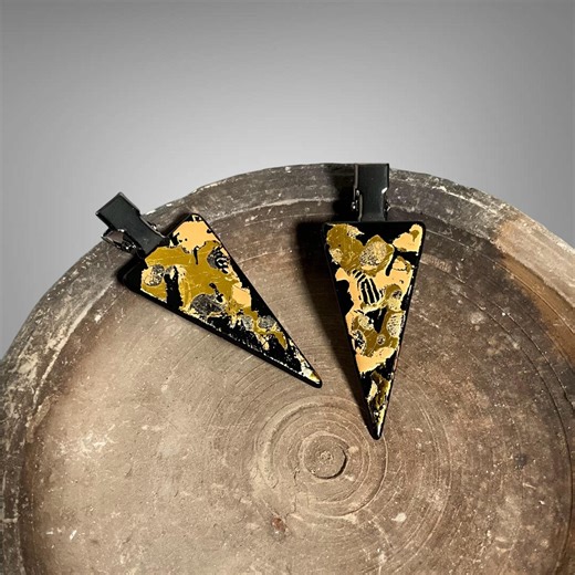 Triangle Alligator Clip Set, Gold and Silver Foil Painted Hair Accessory - Etsy