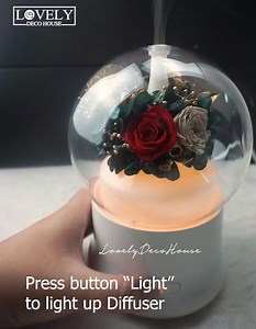 Thinking of Giving something special on Valentine? This is Perfect for Her ! This mini Humidifier is cover with Preserved flowers with multiple colors nightlight, make it superb to place in either office or bedside. Check with us for more details ! | Lovely Deco House