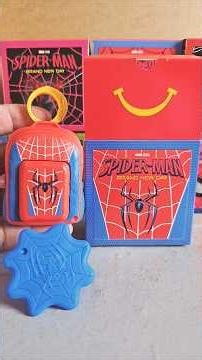McDonald's Happy Meal Spider-Man Keychain Backpack Launcher Red & Blue Spider Backpack #unboxing