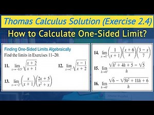 Thomas calculus solution exercise 2.4 Q11 to Q16 | Left and right Limit of a function || Lec 31