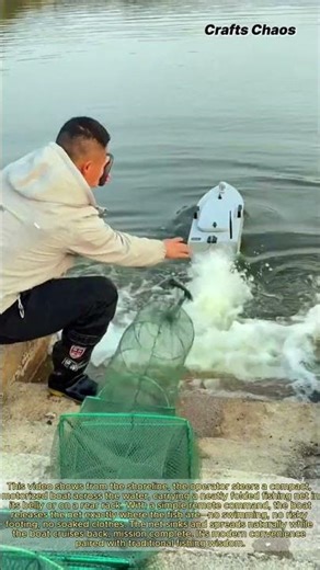 Genius Invention: Fishing Net Deploying RC Boat in Action No Swimming Required