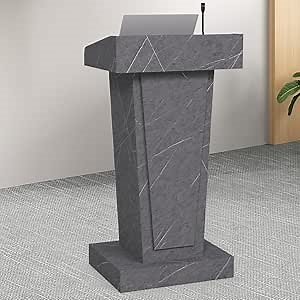 Tredre Wooden Podium Stand, Mobile Wood Lecterns & Podiums, Pulpit for Churches, Classrooms & Conferences, Scratch-Resistant Finish, Heavy Base - with Wheels, Large Storage, 4”Elevated Footrest
