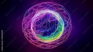 Experience a captivating display of a sphere filled with dynamically interlacing colors. Watch as the hues transform and blend beautifully, creating a stunning visual effect.