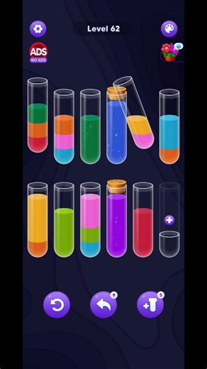 Water Sort: Only 20% of people can do this at first try. Level 62 #shorts