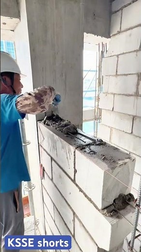 ALC Block Laying with reinforcements | Fast and Precise Wall Construction Method #blockwork