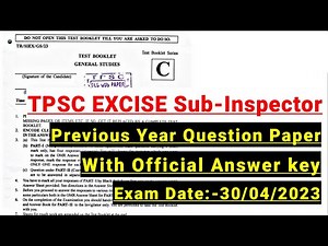TPSC Excise Sub-inspector Previous Year Question Paper || Exam Date:-30/04/2023 ||