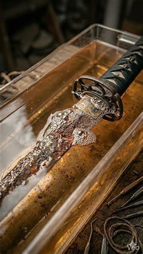 WWII Samurai Sword Restoration Found in Attic Transformation #shorts #satisfying #asmr #samuraisword