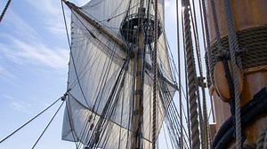 Tall ship Kalmar Nyckel sets sail from Provincetown Harbor as part of its summer tour