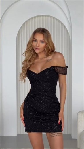 The perfect 🥀 our PEARL GLITTER Mini Dress in black 🖤#fashion #model #beauty #style #outfit #shorts