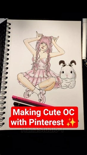 Making my OC with Pinterest ✨ | Cute Edition! 🐰 #art #drawing #pinterest #artchallenge #artist #cute