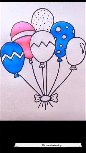 Easy Balloon Drawing and Colouring Step by Step