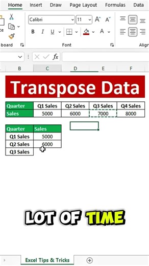 Transpose Rows to Columns and Vice Versa in Excel! #excel #exceltips #exceltricks #exceltutorial