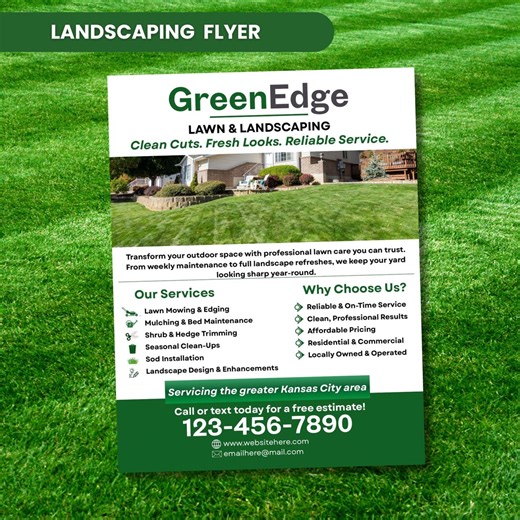 Lawn Mowing Landscaping Service Flyer, Lawn Care Flyer, Lawn Flyer Template, Landscaping Business Flyer, Canva Template - Etsy