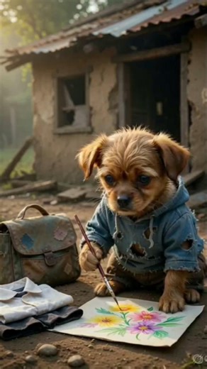 puppy made a drawing for school homeworks #shorts #youtubeshorts