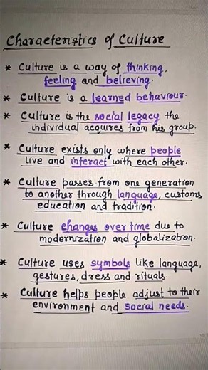 Characteristics of CULTURE. Class -11 SOCIOLOGY