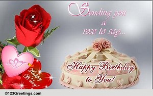 Single Rose Says Happy Birthday.