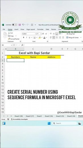🚀 Create Serial Numbers instantly in Microsoft Excel using the SEQUENCE formula!