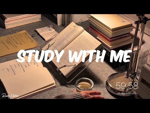 Study with Me & My Cat - Pomodoro Timer with Rainy Piano