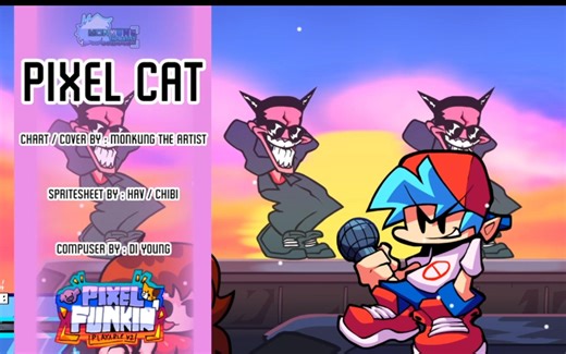 神曲警告BF和GF唱pixel cat！！Pixel Pig Cover V2 (Pixel Funkin' Playable V2