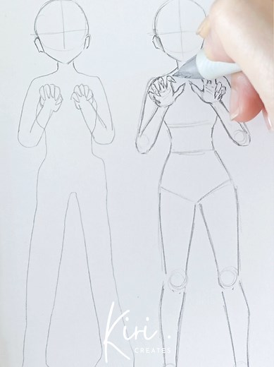 How to Draw a Cute Girl Body: Easy Front View Pose