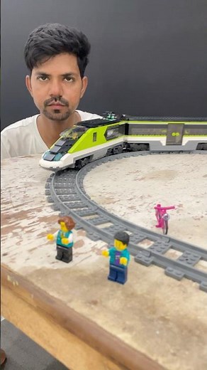 Lego High Speed Passenger Train Loco Pilot Brother Sister Cycle On Tracks