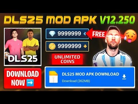 Dream league Soccer v12.250 Mod Menu 2025 | DLS Mod Menu 12.250 Get Unlimited Coins & Gems 2025