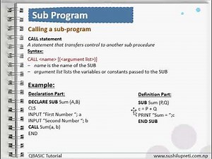 Introduction to Sub Program Procedure in QBASIC