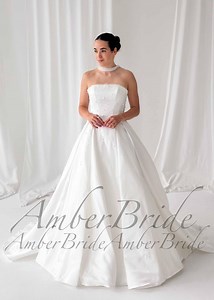 Strapless Satin Ball Gown Wedding Dress Beaded Courthouse Wedding Gown Modern Princess Bridal Dress Simple Long Train Dress Wedding Corset - Etsy