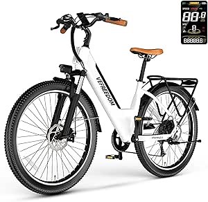 Electric Bike for Adults with 1000W Motor Peak, 528Wh Removable Battery and up to 70Miles Ebike,UL Certified 26" Electric Commuter Bike with 7-Speed and Adjust Front Suspension